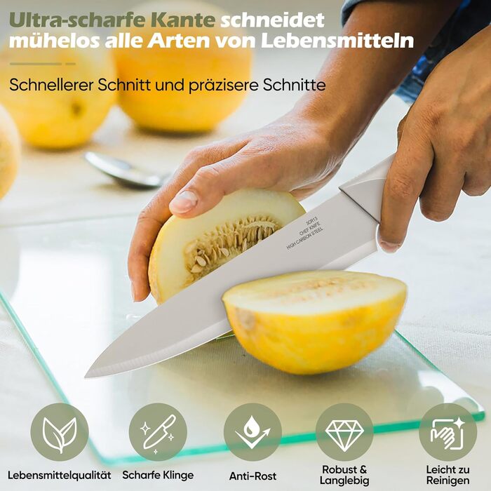Набір ножів Homikit з підставкою: 6 стейк-ніжів, кухонні ножі, ніж для заточування, нержавіюча сталь, кухонний аксесуар