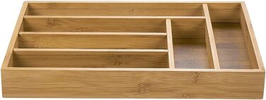Бамбукова вставка для столових приборів для висувних ящиків, вставка для ящика з 6 відділеннями, 35,6 x 25,4 x 5,1 см, натуральна