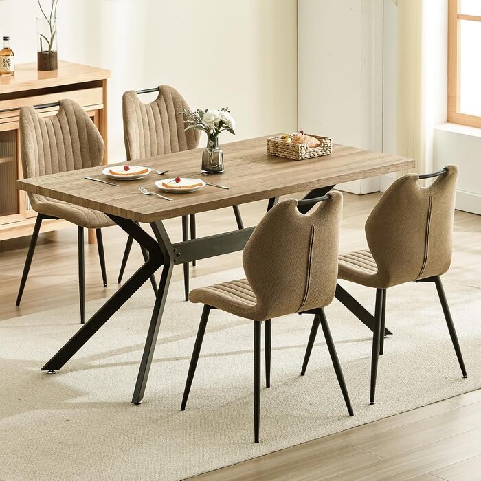 LEWE Комплект обідніх стільців для кухні та вітальні, м'який стілець з металевими ніжками, коричневий (2 шт.)