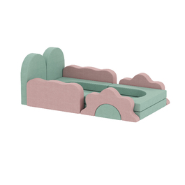 Набір з 12 м'яких блоків для лазіння, конструювання та повзання, ігровий килимок для дому з обтягуванням з тканини, зелений+рожевий