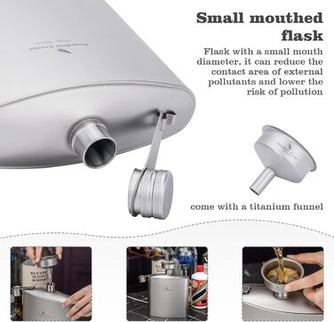 iBasingo Титанова фляга-термос 1.4л (49oz) для кемпінгу, туризму, Bushcraft. Легка, з міцним кришкою та воронкою.