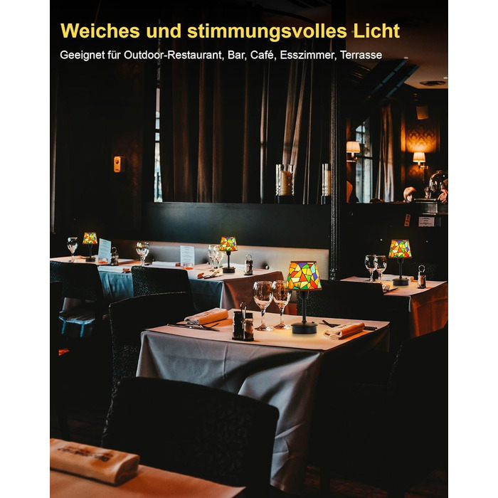 2 шт. Бездротові настільні лампи для обіднього столу з акумулятором 5200mAh, сенсорне регулювання яскравості, портативні лампи для ресторану, вітальні, спальні, бару, їдальні, нічники (багатобарвні, 2 шт.)