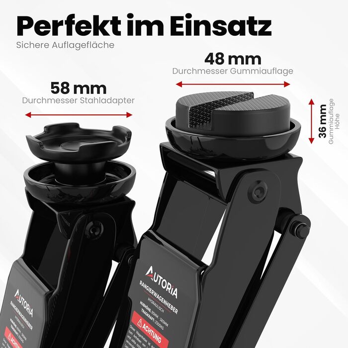 Гідравлічний домкрат Wagenheber 2.5T низькопрофільний з кейсом, 3 гумові накладки та адаптер для легкових авто та авто з заниженою підвіскою до 2500 кг, чорний