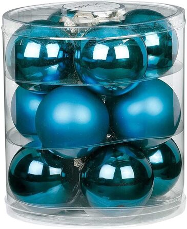 Чарівні ялинкові кулі скляні 8 см 12 шт. ялинкові кулі колір просто білий-суміш (Білий) (темно-синій / Синій)