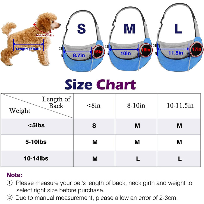 Регульована сумка-переноска для собак, сумка через плече для прогулянок і подорожей - S, світло-блакитна