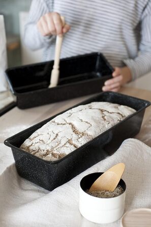 Професійна форма для випічки Baker, форма для випічки, ємність 1,7 літра, висота 7,8 см, ширина 10 см, довжина 30 см, емаль, чорна, форма для хліба, індукційна, емальована форма для випікання, форма для хліба, 0638-022