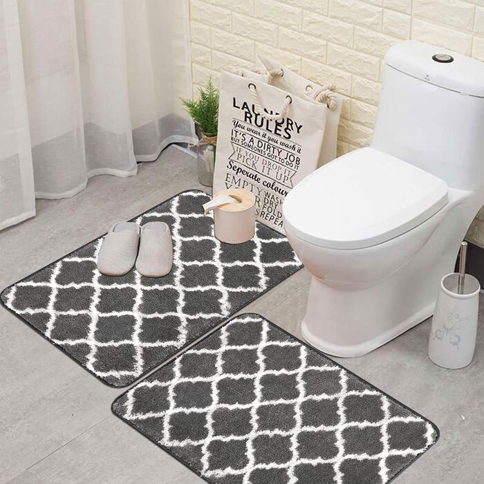 Килимок для ванної кімнати Famibay: набір з 3 частин, антиковзаюча поверхня, 50 x 80 см, антрацит