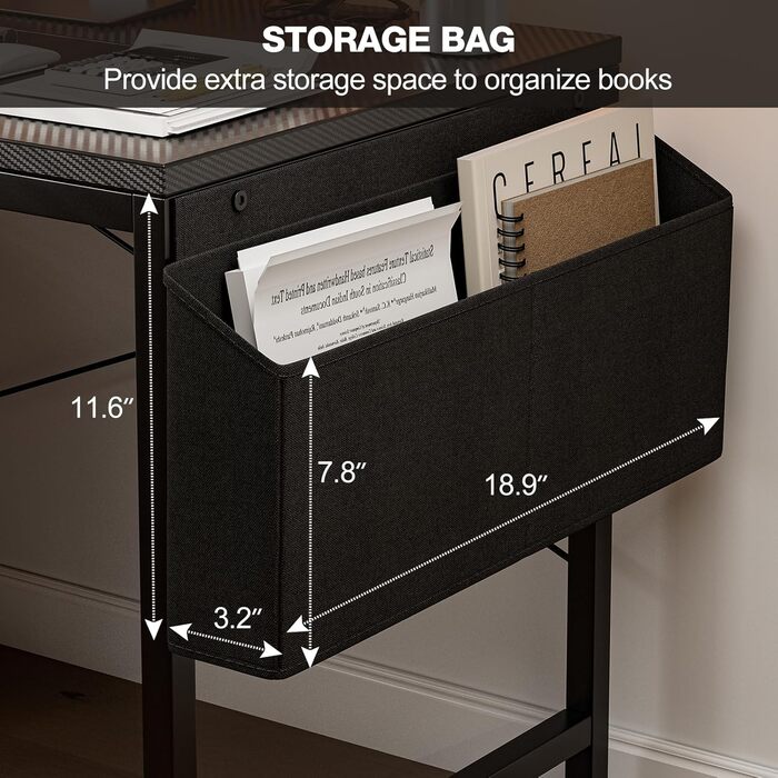 Ігровий стіл Grandder 120 см з розеткою та LED-підсвічуванням, комп'ютерний стіл з регульованими полицями та шухлядою, білий (100 x 50 см, карбоновий дизайн)