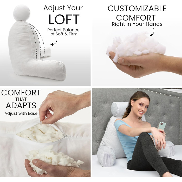 Подушка для чоловіків - сіра, велика, для читання та відпочинку в ліжку з підлокітниками. Висока спинка, преміум піна з пам'яті, знімна подушка для шиї на еластичному шнурі. Середня оригінальна версія | Темно-зелений |