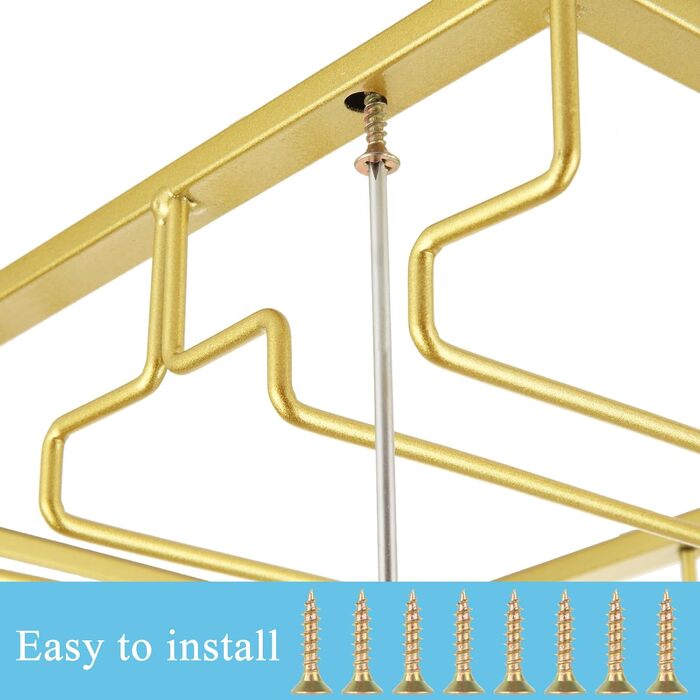 Тримач для келихів вина GBCHOOSE (2 шт.), золото, під шафу, для барів та кухні