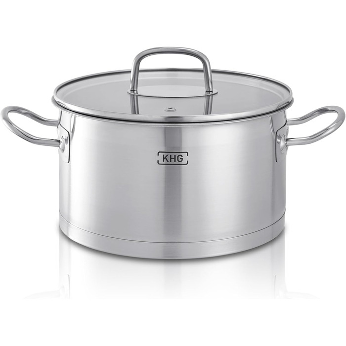 Каструля KHG 14 см з нержавіючої сталі, індукційне дно, 1.5 л | Для всіх плит, миється в посудомийній машині