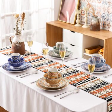 Набір посуду Vancasso MANDALA 48 предметів: сервіз для 12 осіб, ручна робота, богемський стиль