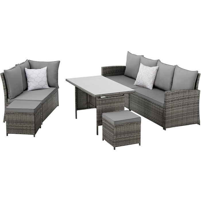 Кутовий диван садовий SVITA Monroe з ротангу (поліротанг) сірий - комплект меблів для відпочинку