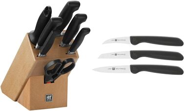 Набір ножів Zwilling Vier Sterne з підставкою, FRIODUR, з точилом та ножицями, світло-коричневий