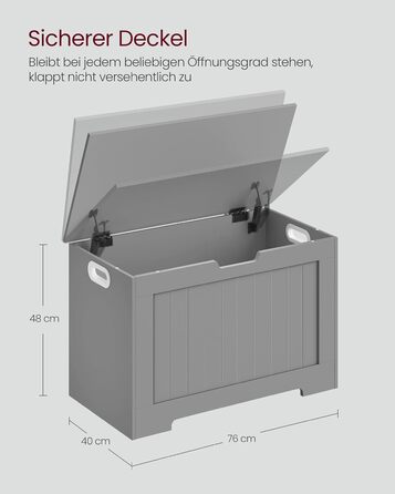 Лавка для взуття VASAGLE з місцем для зберігання, сільський стиль, 40x76x48 см, передпокій/спальня, Dove Grey