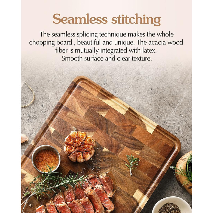 Дерев'яний обробний дошка XINZUO з акації (35x25x2.6 см) - обробна дошка для кухні з антиковзкими ніжками, ручкою та канавкою для соку, практичний аксесуар для кухні