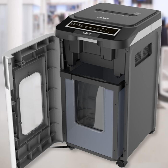 Шредер Aktenvernichter P5 з автоподачею, 350 аркушів, 19L кошик, тихий (65dB), частковий та рес-різ, автоматичне вимкнення