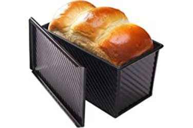 Форма для випічки хліба з тіста для тостів, 450 г, форма для випічки тортів, форма для випічки хліба з кришкою (чорна прямокутна хвиля)