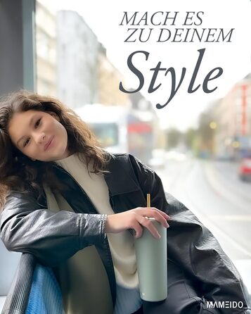 Термокружка MAMEIDO з соломкою 700 мл, з кришкою та соломкою з нержавіючої сталі, подвійні стінки, ізольована, не протікає, для кави з собою (Desert Sage) 700 мл Desert Sage