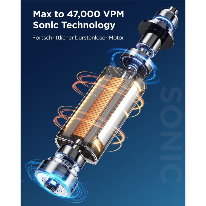 Електрична звукова зубна щітка для дорослих та дітей, 5 режимів чищення, 3 рівні інтенсивності, таймер, 8 насадок, кейс для подорожей, біла (1 шт.)