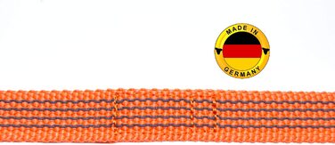 Виготовлений в Німеччині Буксирувальний поводок для собак прогумований шириною 20 мм для собак до 50 кг - БЕЗ ременя на зап'ясті 3 метри помаранчевий