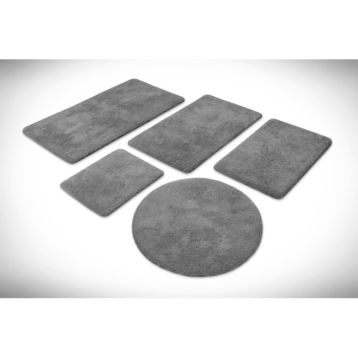 Килимок для ванної кімнати з м'яким пухнастим ворсом, антиковзний, придатний для прання, Porto Azzurro (55 x 65 см, Сірий Сланцевий, 80 x 150 см, прямокутний)