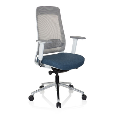 Офісне крісло / поворотне крісло CHIARO T2 WHITE сітка / тканина сіра / синя hjh OFFICE