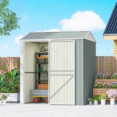 Металевий сарай Metall Gerätehaus 3,5 м², високий закривається на замок, з вентиляційним дахом, отворами для рукавичок, розміром 209 x 177 x 236 см