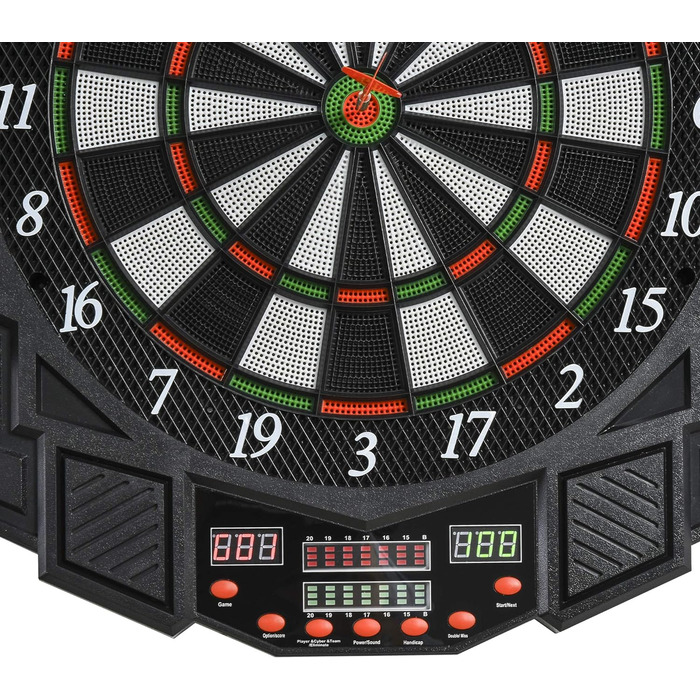 Набір дротиків для дротиків HOMCOM Electronic Dartboard з дверним світлодіодним дисплеєм Звукові ефекти 12 дротиків 12 головок для дротиків 27 ігор і 216 варіантів ударів для 8 гравців 49 x 54,6 x 5,5 см