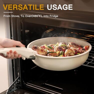 Набір посуду Astercook 21 предмет: каструлі та сковорідки з антипригарним покриттям, керамічний набір посуду, знімні ручки, для дому та кемпінгу, сумісний з індукцією, можна мити в духовці, стійкий