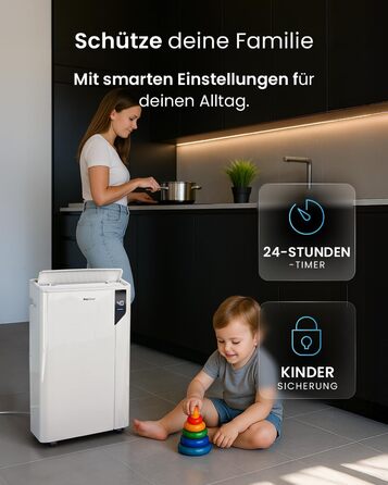 Електричний осушувач повітря Pro Breeze 20L - для приміщень до 35м², з функцією сушіння білизни, датчиком вологості, таймером та фільтром. Захист від плісняви. Керування через додаток.