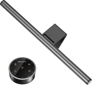 LED-лампа для монітора Douxlife Screenbar з сенсорним керуванням та пультом, USB-зарядка, регулювання яскравості та кольорової температури, захист очей для ПК (сіра)