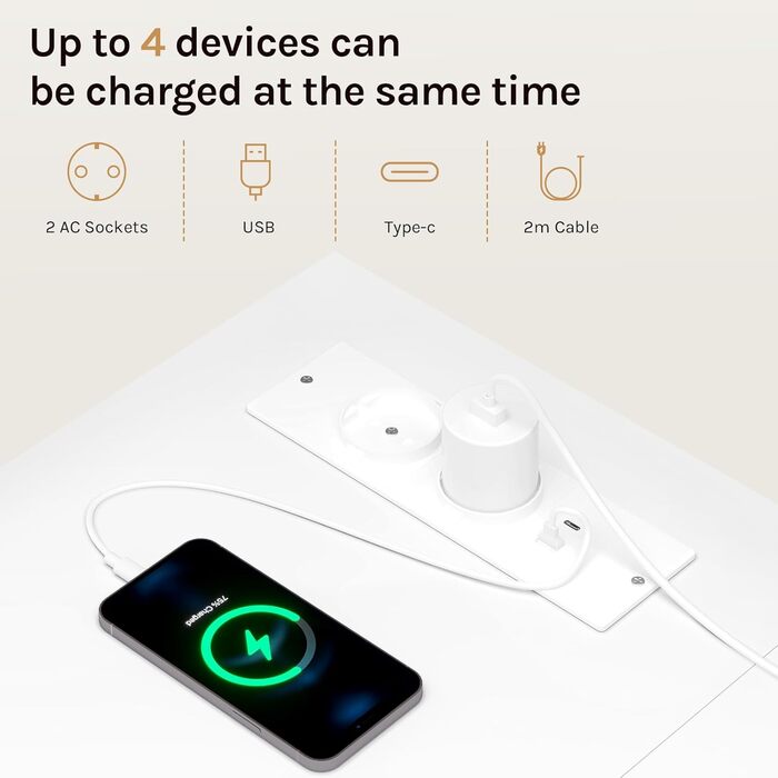 Кутовий стіл WOLTU білий з USB-роз'ємами (A/C) 120x80x75 см - стіл для комп'ютера з полицею та підключенням до електромережі, металевий каркас