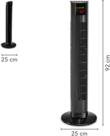 Баштовий вентилятор TROTEC TVE 32 T 45 Вт, 3 ступені, пульт, таймер, LED-дисплей, чорний (92 см)