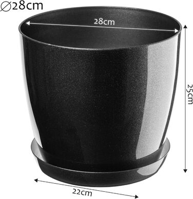 Набір квіткових горщиків KADAX (3 шт.): 20 см та 28 см, антрацит, пластик для дому
