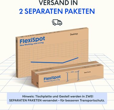 Регульований за висотою стіл FLEXISPOT з 2 моторами, стільниця 25 мм, ергономічний офісний стіл - 120 x 80 см, білий колір