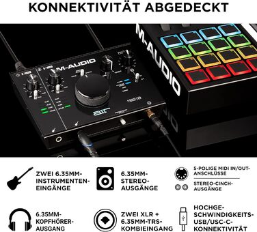 M-Audio Air 192|6: USB аудіоінтерфейс для запису в студійній якості (2 XLR/Line входи + софт)