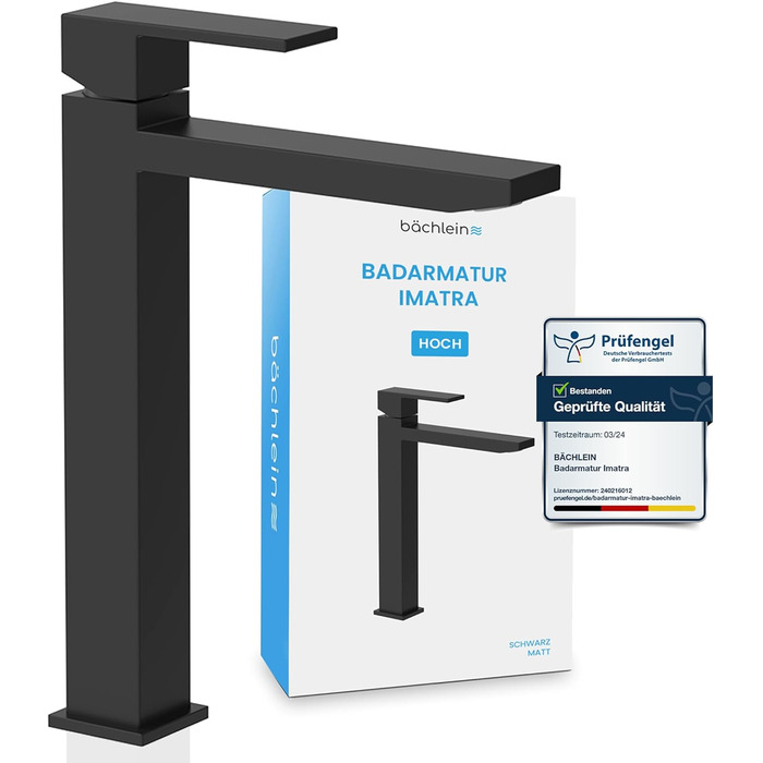 Змішувач для ванної кімнати Bächlein Imatra чорного матового кольору, однорідний, сучасний дизайн