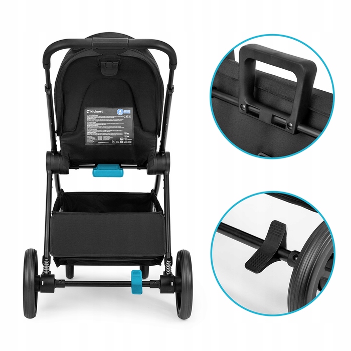 Дитячий прогулянковий візок Kidnort Älskar, чорний, алюмінієвий, до 22 кг, складаний