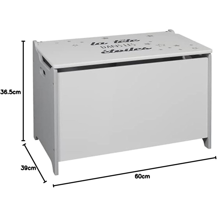Коробка для іграшок з головою в зірках для дітей, прикраса для дитячої кімнати, дерево, світло-сірий, білий, темно-сірий, 60x36.5x39 см, 6926