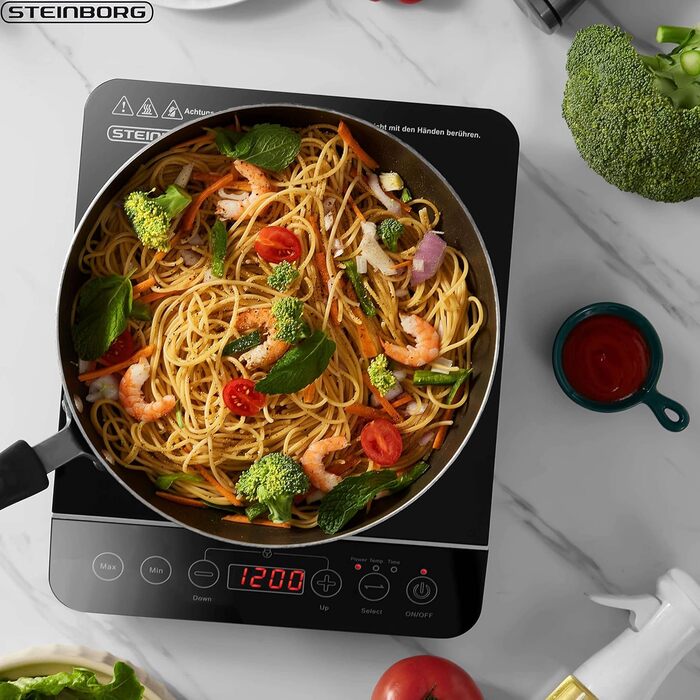 Індукційна плитка Steinborg 2000 Вт з сенсорним керуванням та захистом від перегріву | Електрична плитка для кухні