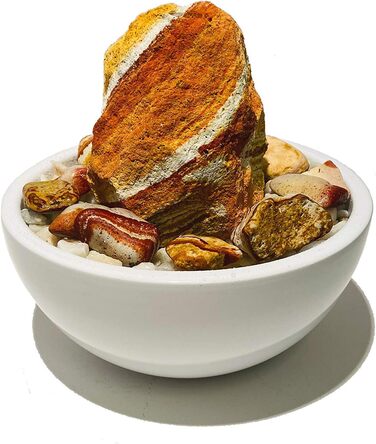 Фонтанчик для дому Zimmerbrunnen RS-01, справжній райдужний пісковик, маленький настільний фонтан (білий)