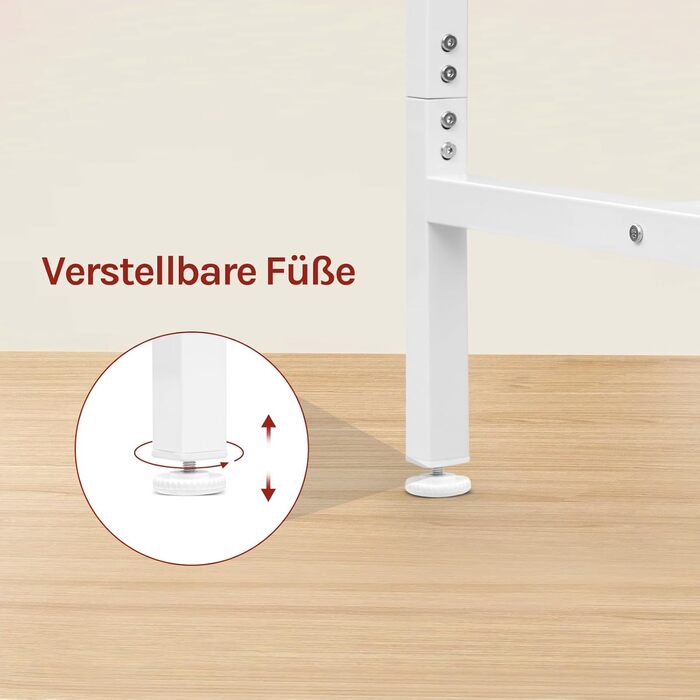 WOLTU Невеликий барний столик 60 x 100 x 60 см, кутовий, метало-дерев'яний, для кухні, бару, вітальні, білий+світлий дуб, BT34hei, без стільців