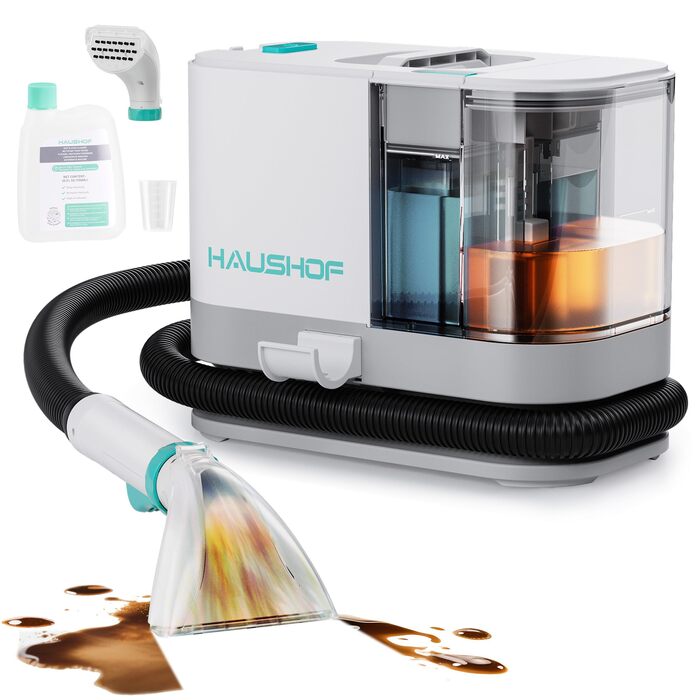 Портативний мийний пилосос для килимів та м'яких меблів HAUSHOF, 13 kPa, 2-в-1, тихий (≤77 dB)