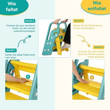 Дитячий трибуз/табурет Onasti, 2-3 сходинки, регульована висота, складаний, багатофункціональний (зелений)