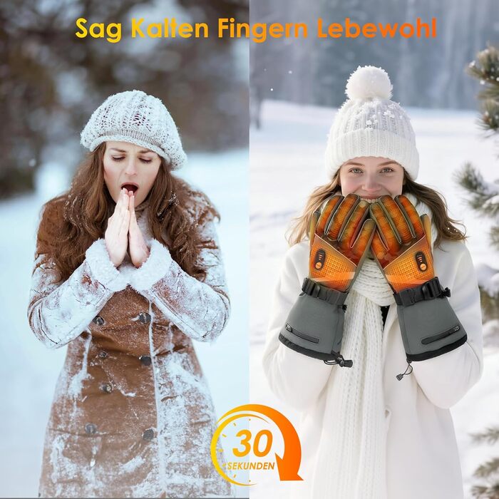 Обогріваючі рукавички Minthouz W11 для чоловіків та жінок, 7.4V, 3 режими нагріву, водонепроникні, з підтримкою сенсорного екрану, для роботи на відкритому повітрі, катання на велосипеді, лижах (XL)