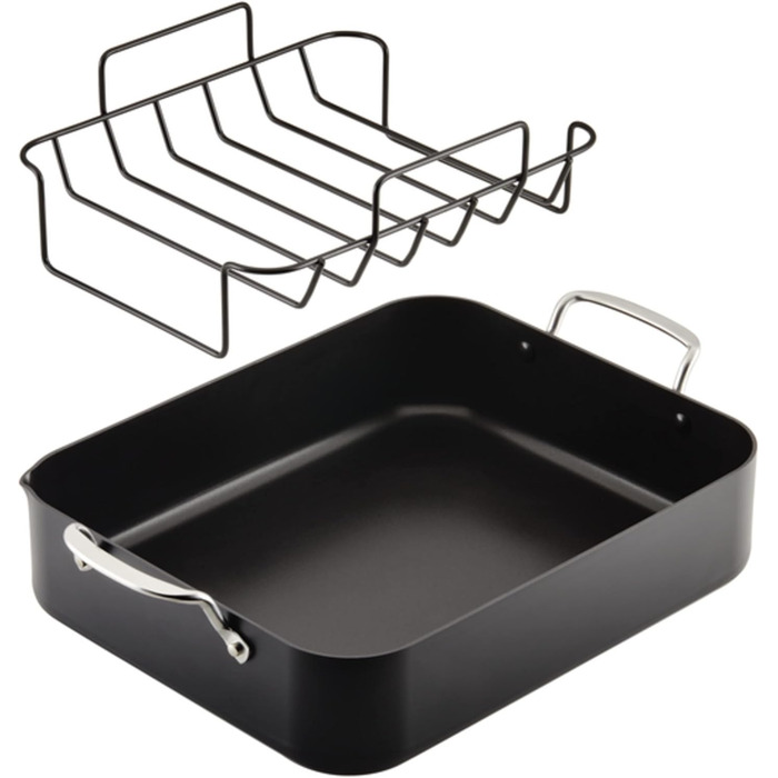 Сковорода-гриль KitchenAid з виливом, квадратна, 29 см, з антипригарним покриттям, чорна