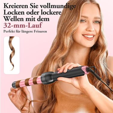 Набір для завивки та випрямлення волосся BESTOPE MIX 5-в-1 з насадками для великих та маленьких локонів, 10-32 мм, швидкий нагрів, 2 температурні режими, рожевий