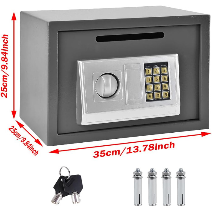 Сейф з ключем і цифровою клавіатурою, 4,6 л High Security Safe, водонепроникний, для дому/офісу/готелю