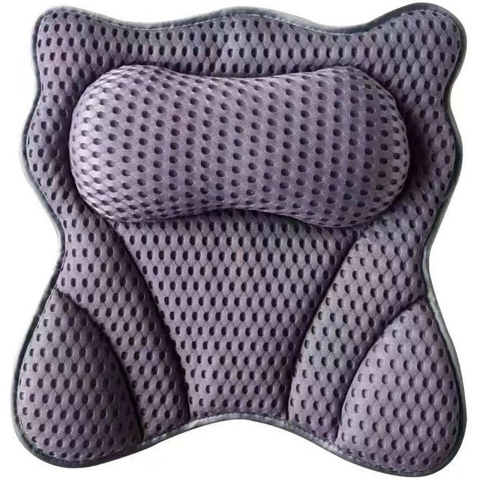 Подушка для ванни 4D Luxus, для голови, шиї, плечей та спини, ергономічна, з 6 присосками, для джакузі та домашнього спа (Чорний)